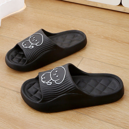 Cute Cartoon Dog Slippers Summer Solid Color Non-slip Rhombus Bathroom Slipper Indoor House Shoes For Men Women Couples