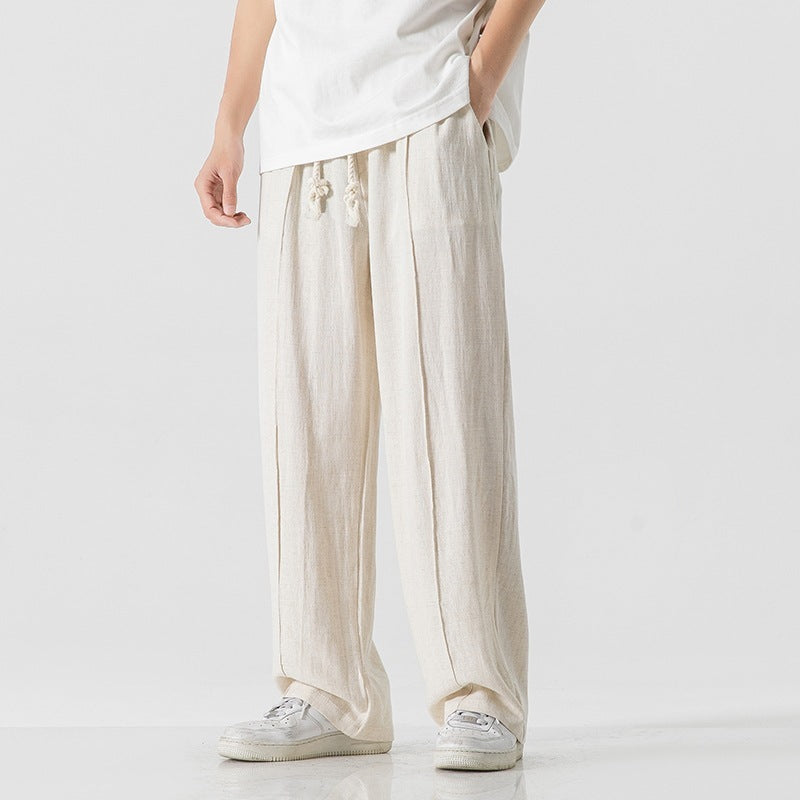 Chinese Style Cotton And Linen Trousers Linen Straight Pants Loose Casual Pants Harem Pants Hong Kong Style
