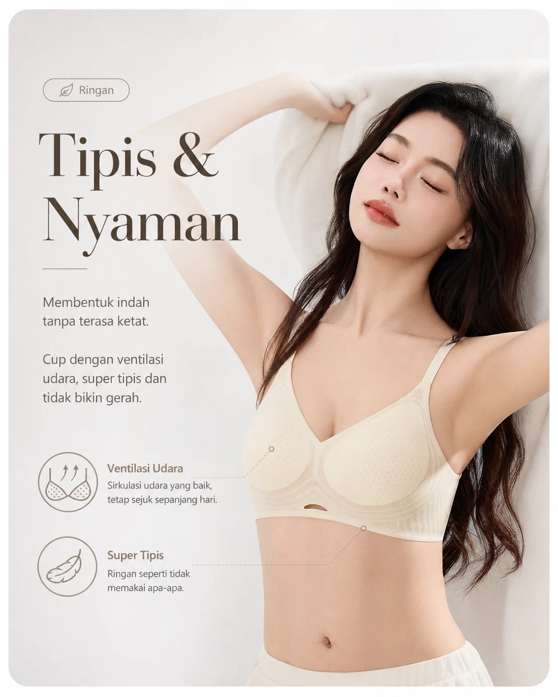 EDRAME bra tanpa kawat 2510 dengan material lembut dan cup 3D — detail 4