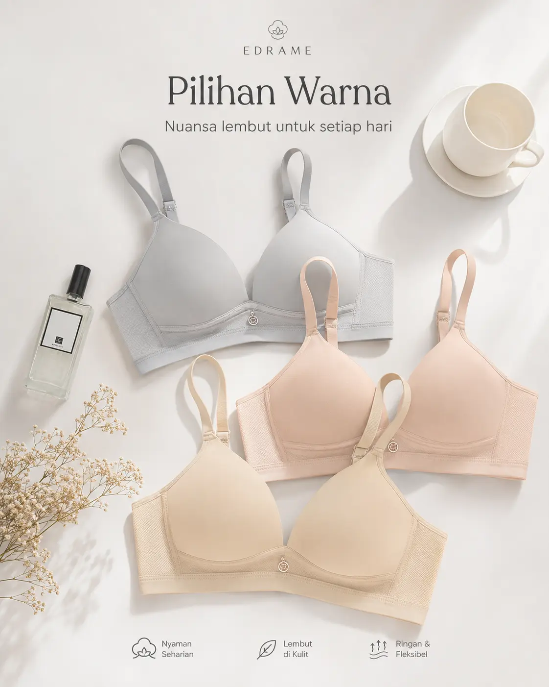 EDRAME bra push up seamless 659 dengan detail pendant — detail 12