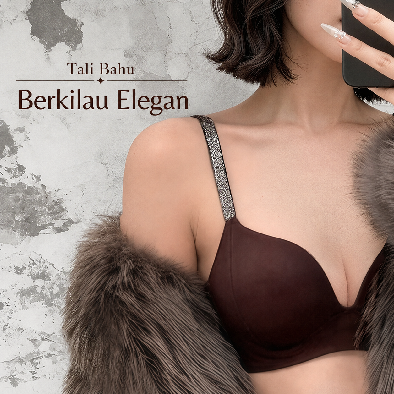 EDRAME bra push up tanpa kawat 99128 dengan cup 3D dan tali berkilau — detail 11